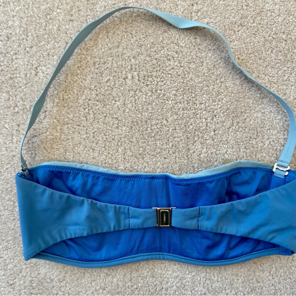 La Perla Blue Sequin Bandeau Bikini Top with Multicolor Embellishment - Picture 2 of 4